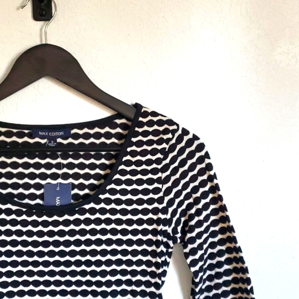 Max Edition Black & White Peplum Top S